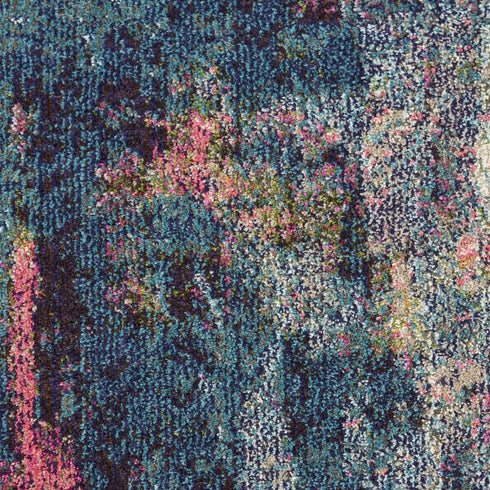 2' X 6' Blue And Yellow Abstract Power Loom Non Skid Area Rug